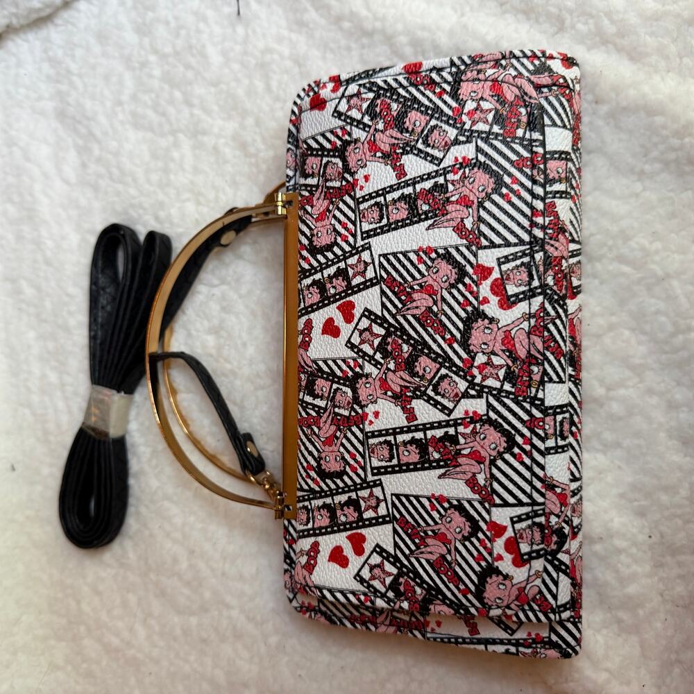 Betty boop black strap clutch.